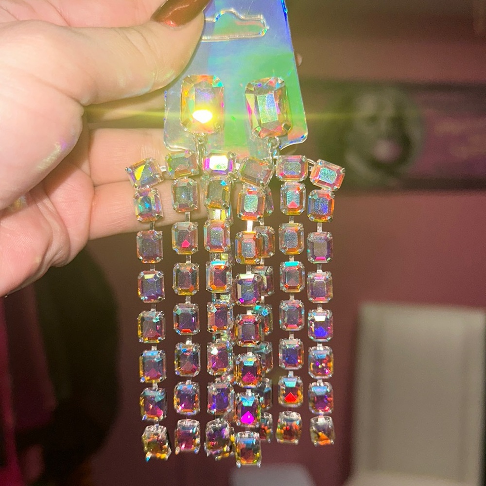 Rhinestone Fringe Earrings
